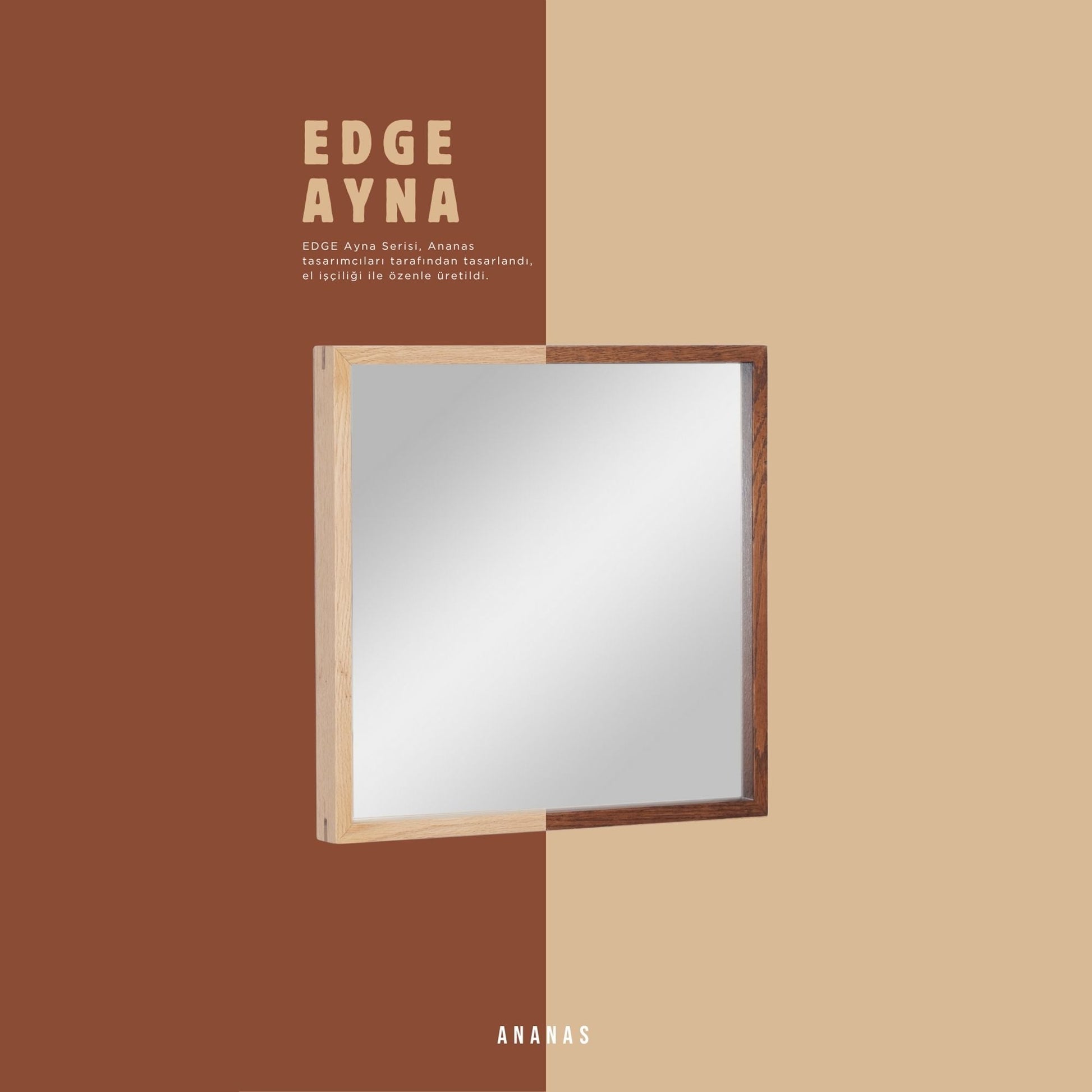 Ahşap Çerçeveli Kare Ayna - Edge Serisi