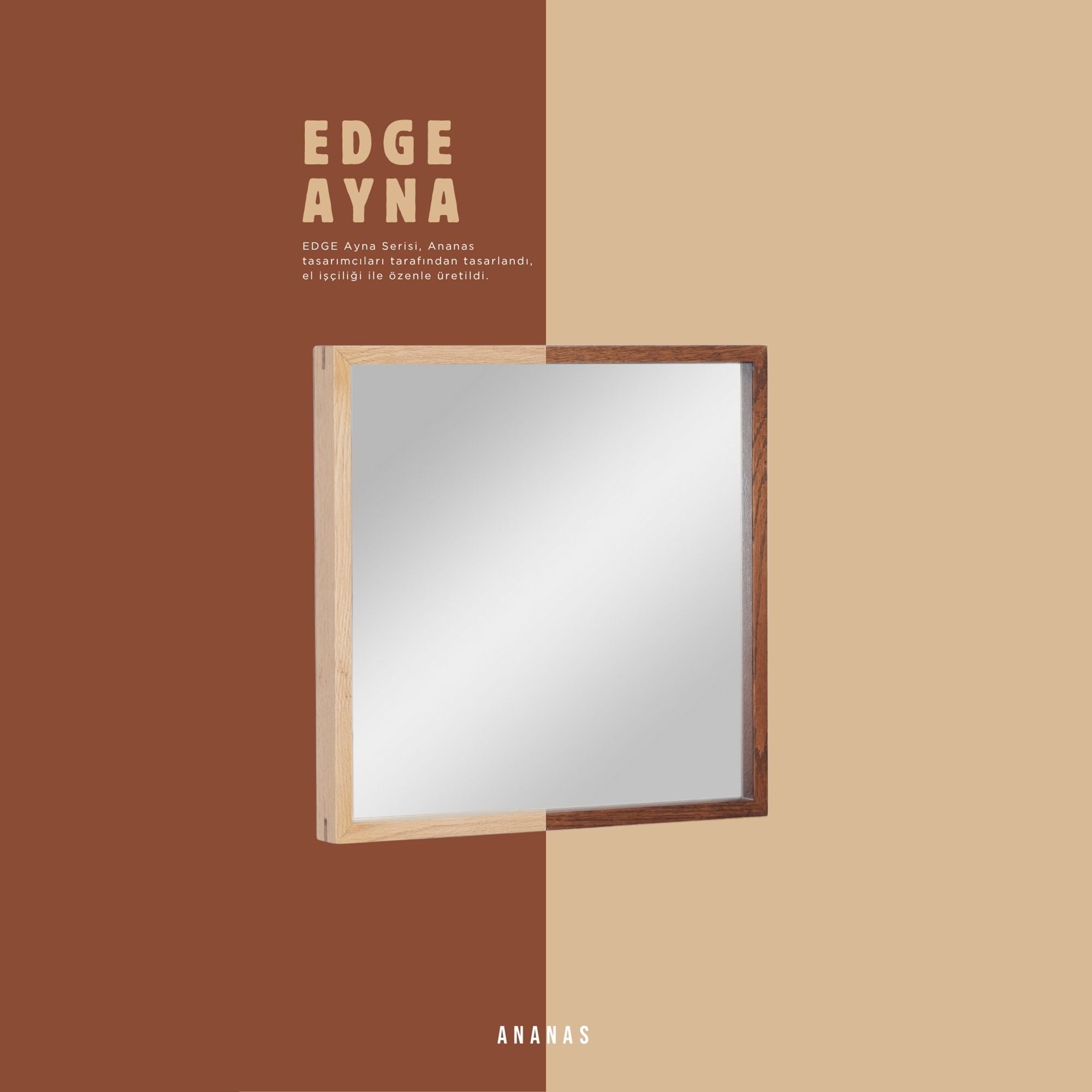 Ahşap Çerçeveli Kare Ayna - Edge Serisi