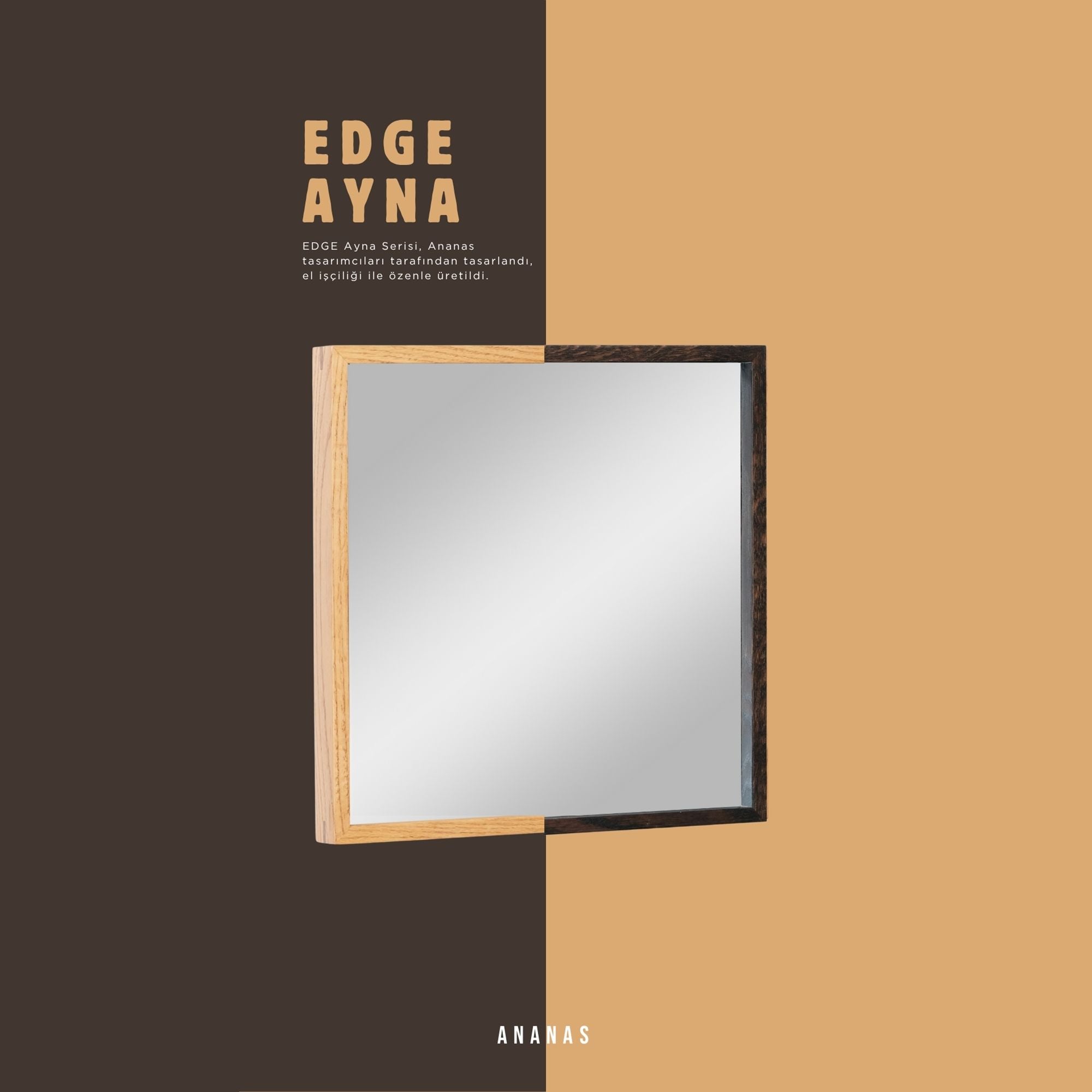 Ahşap Çerçeveli Kare Ayna - Edge Serisi