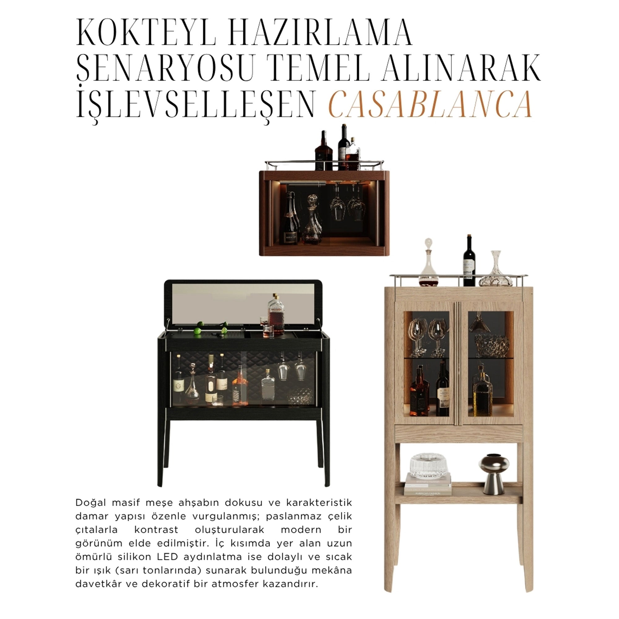 Ahşap Dikey İçki Dolabı - Casablanca