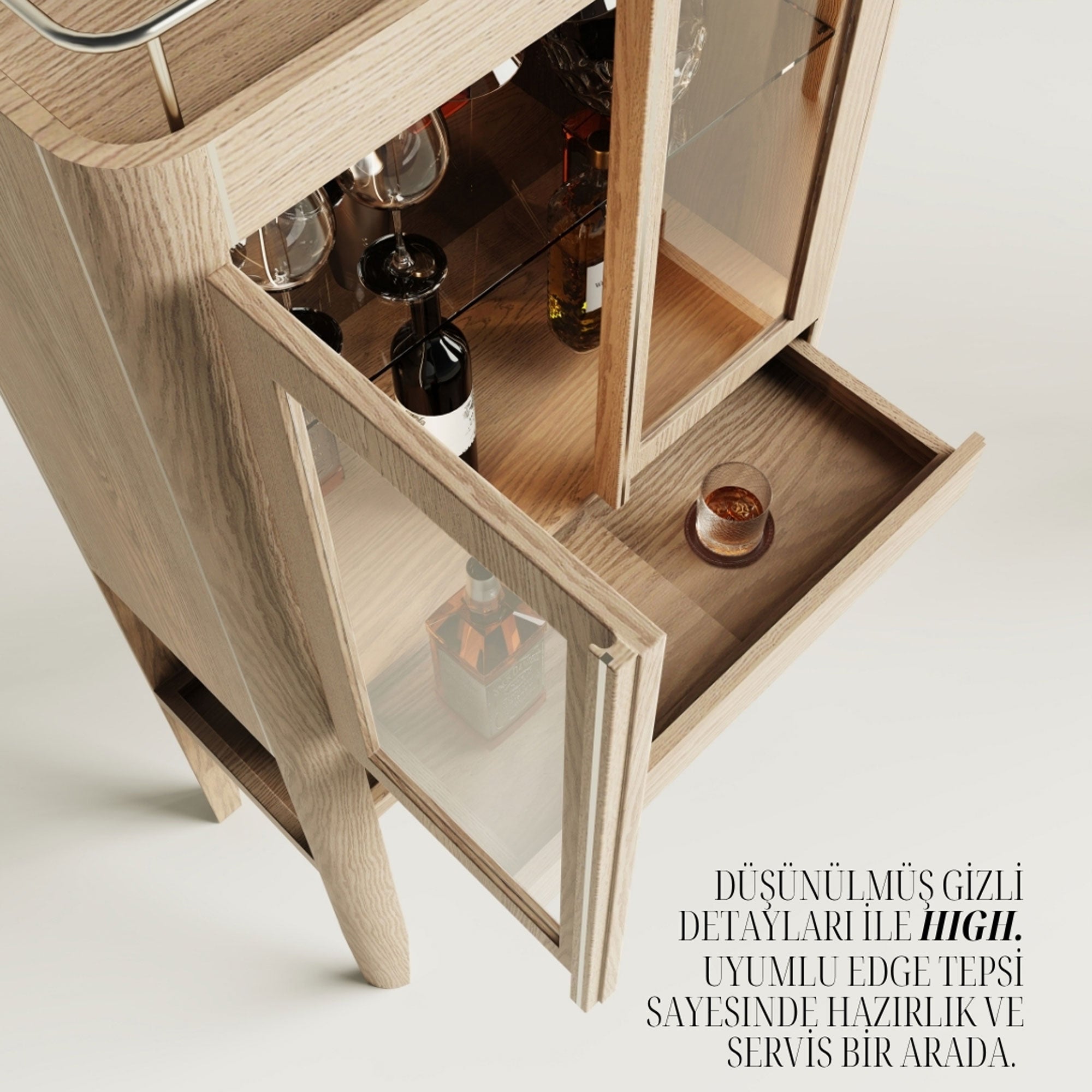 Ahşap Dikey İçki Dolabı - Casablanca