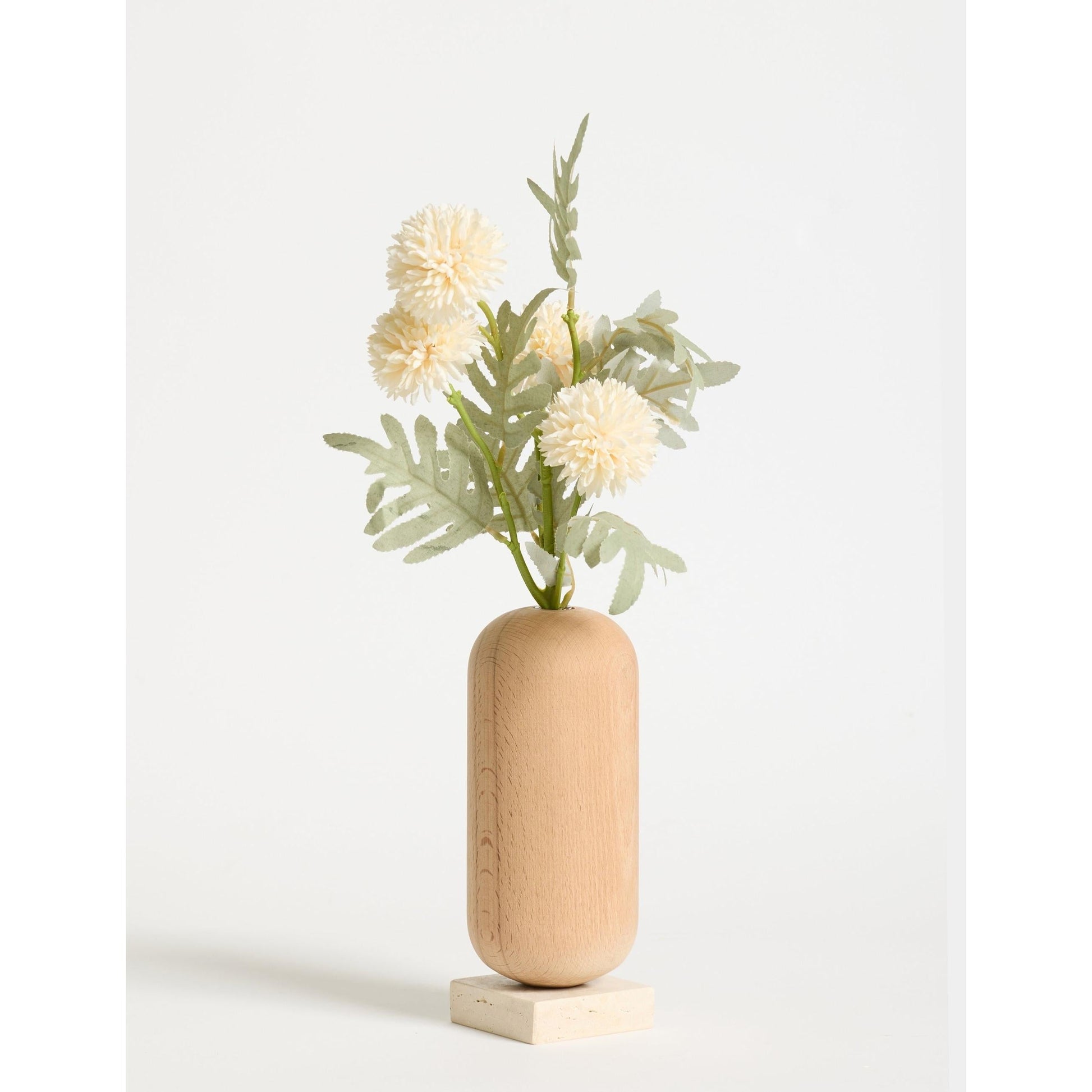 Ahşap Gövdeli Traverten Dekoratif Vazo