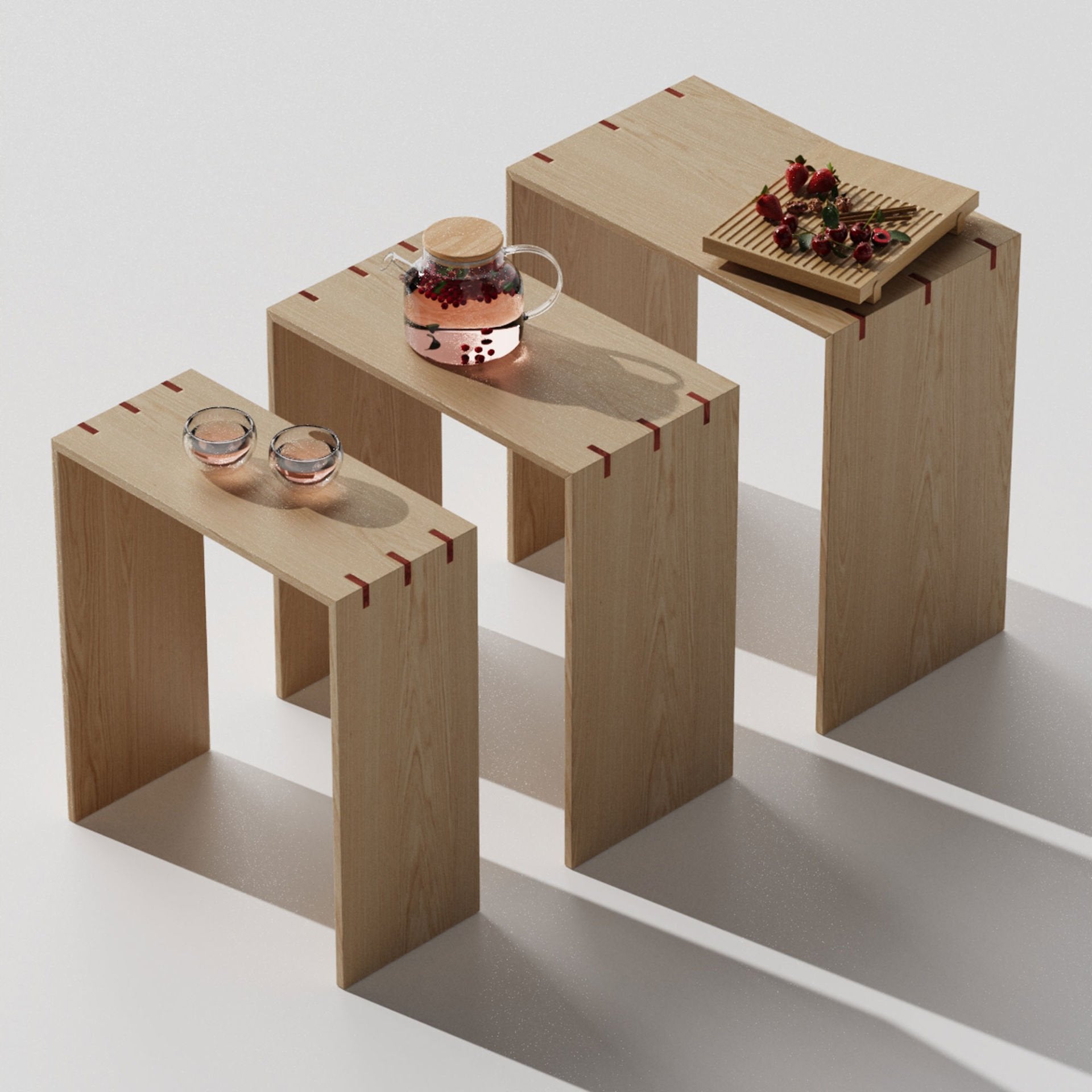 Ahşap Yan Sehpa - Kırlangıç Serisi, Meşe