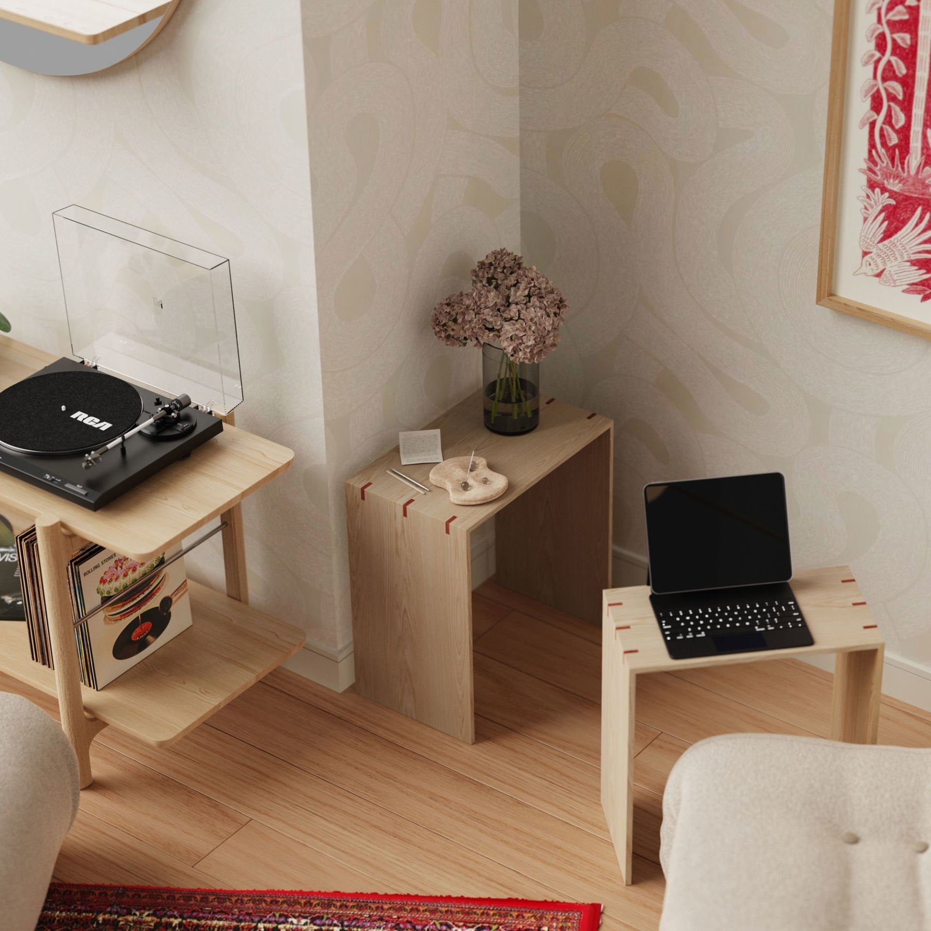 Ahşap Yan Sehpa - Kırlangıç Serisi, Meşe