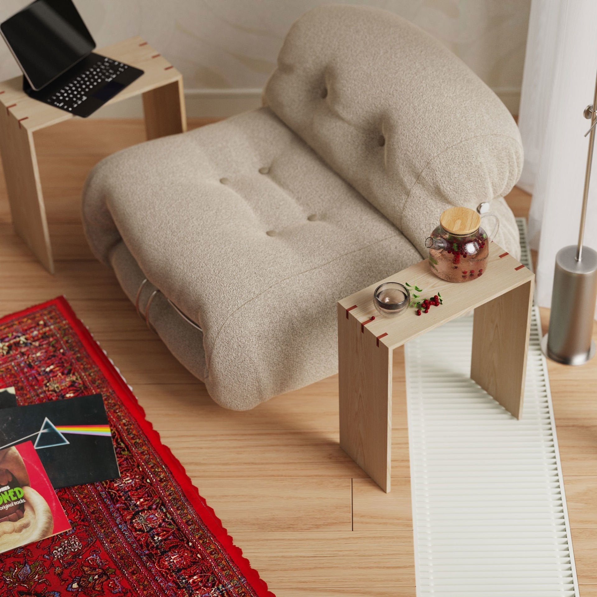 Ahşap Yan Sehpa - Kırlangıç Serisi, Meşe