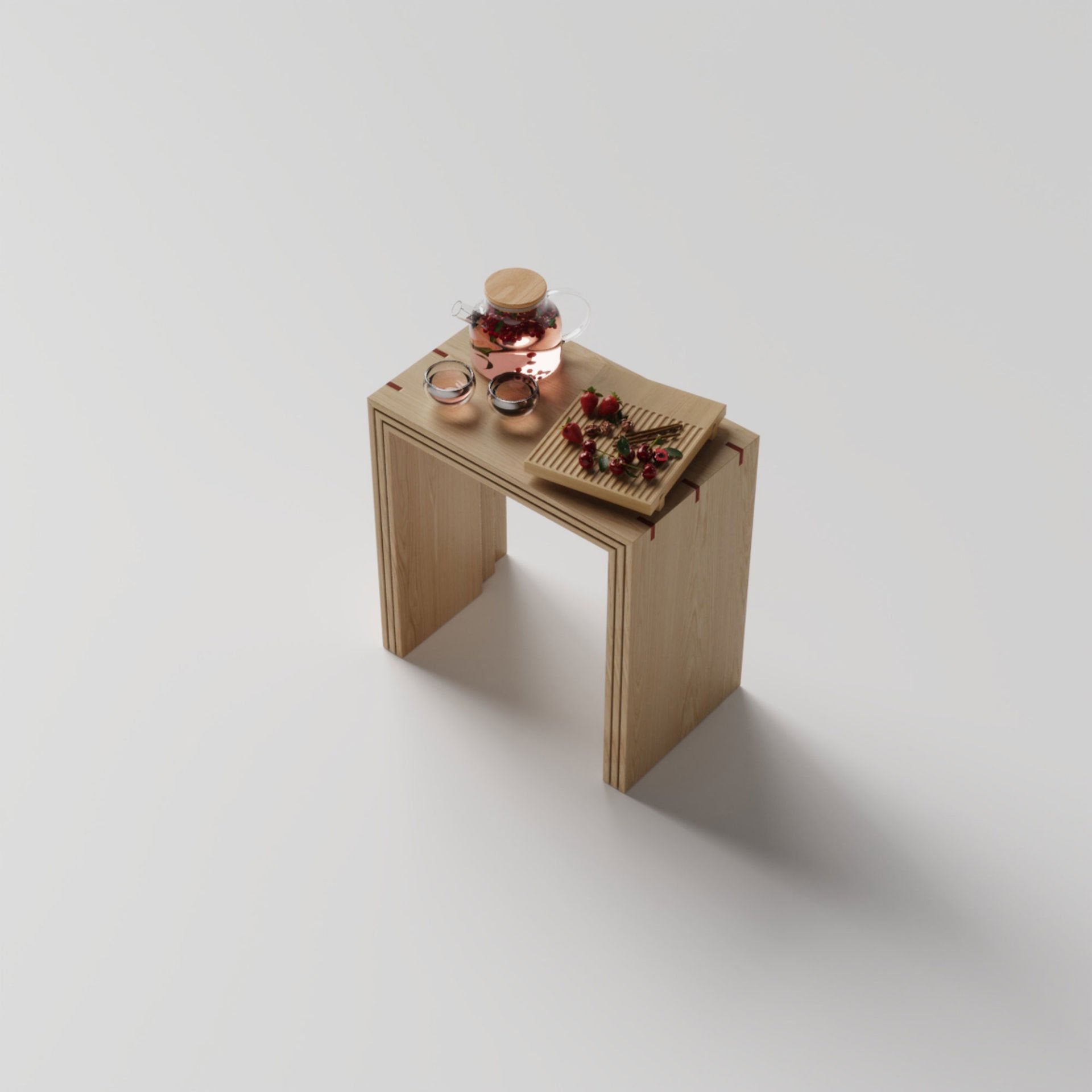 Ahşap Yan Sehpa - Kırlangıç Serisi, Meşe