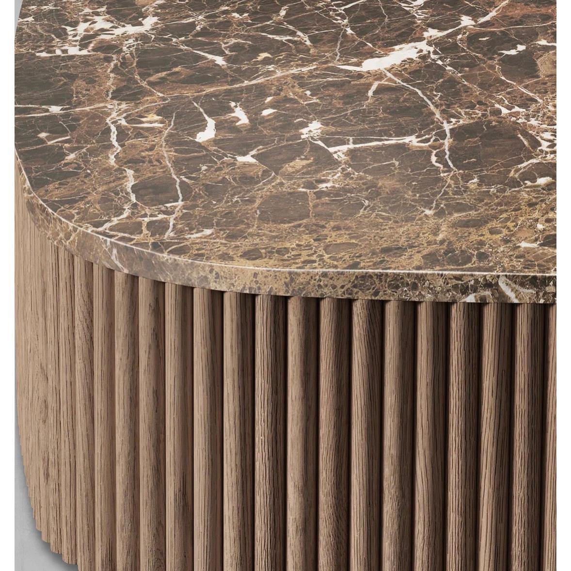 Alora Mermer Detaylı Ahşap Orta Sehpa