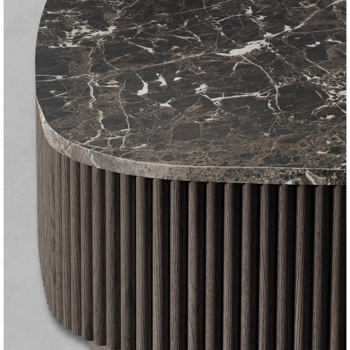 Alora Mermer Detaylı Ahşap Orta Sehpa