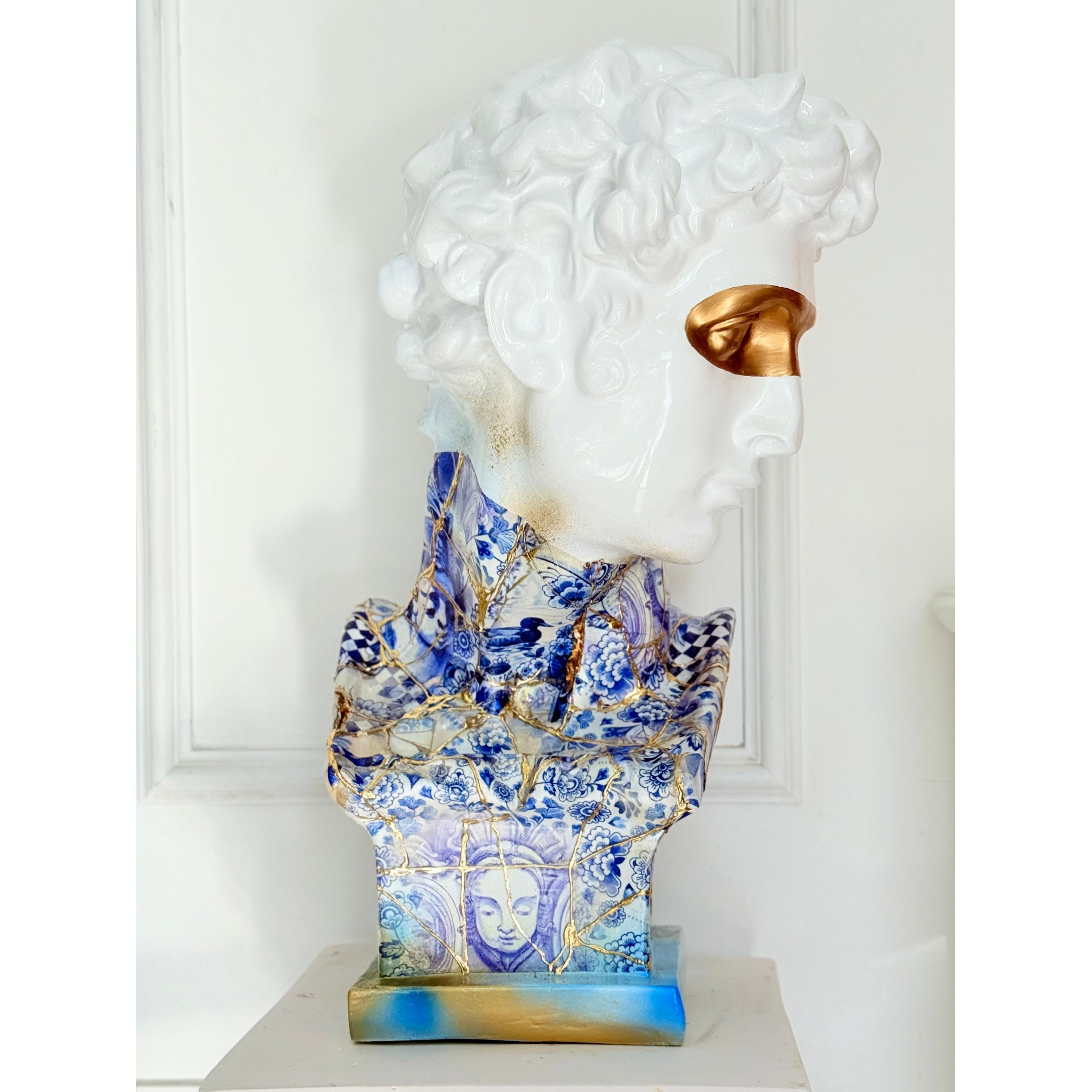 Altın Varak Göz Maskeli Kintsugi Giuliano De’ Medici Büstü