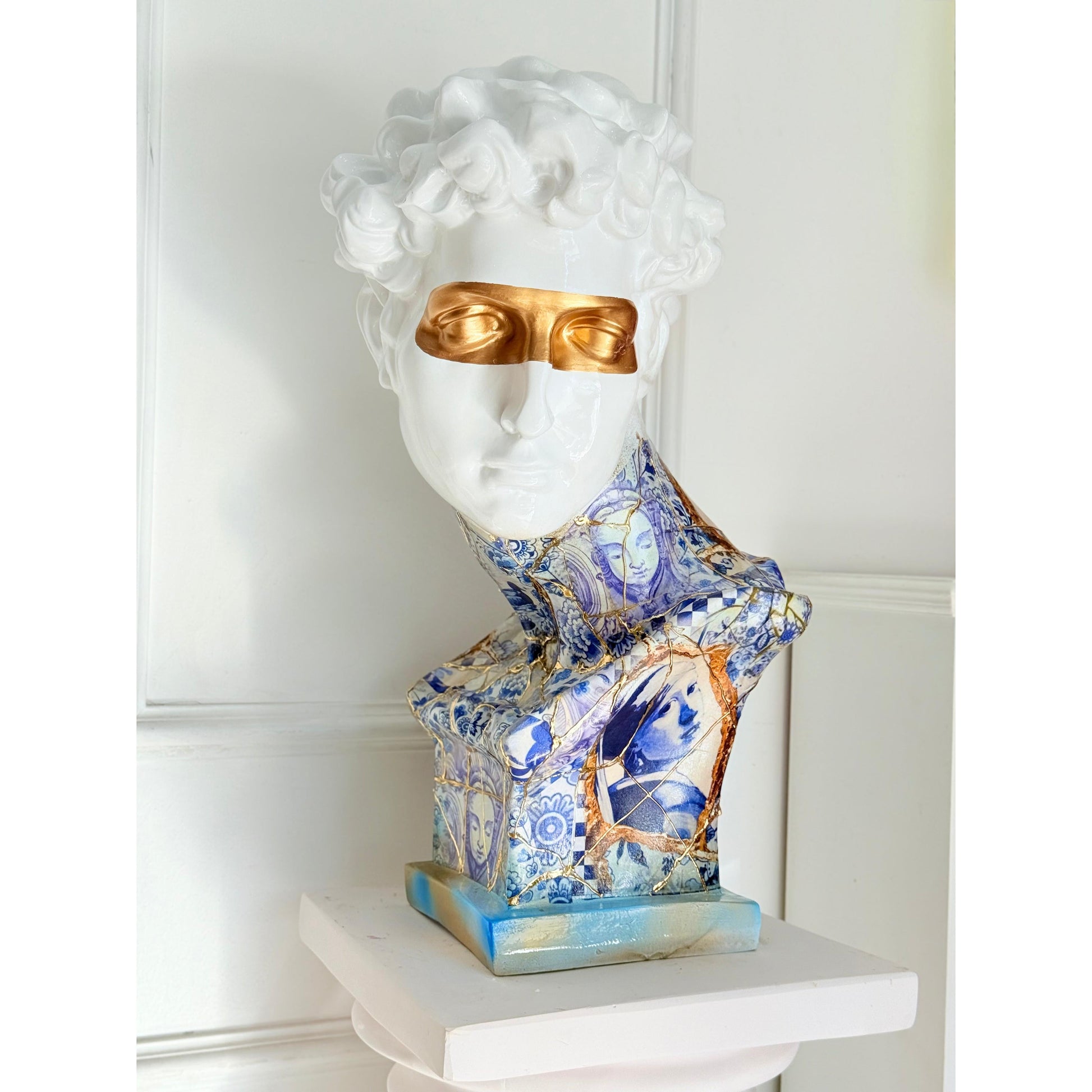 Altın Varak Göz Maskeli Kintsugi Giuliano De’ Medici Büstü