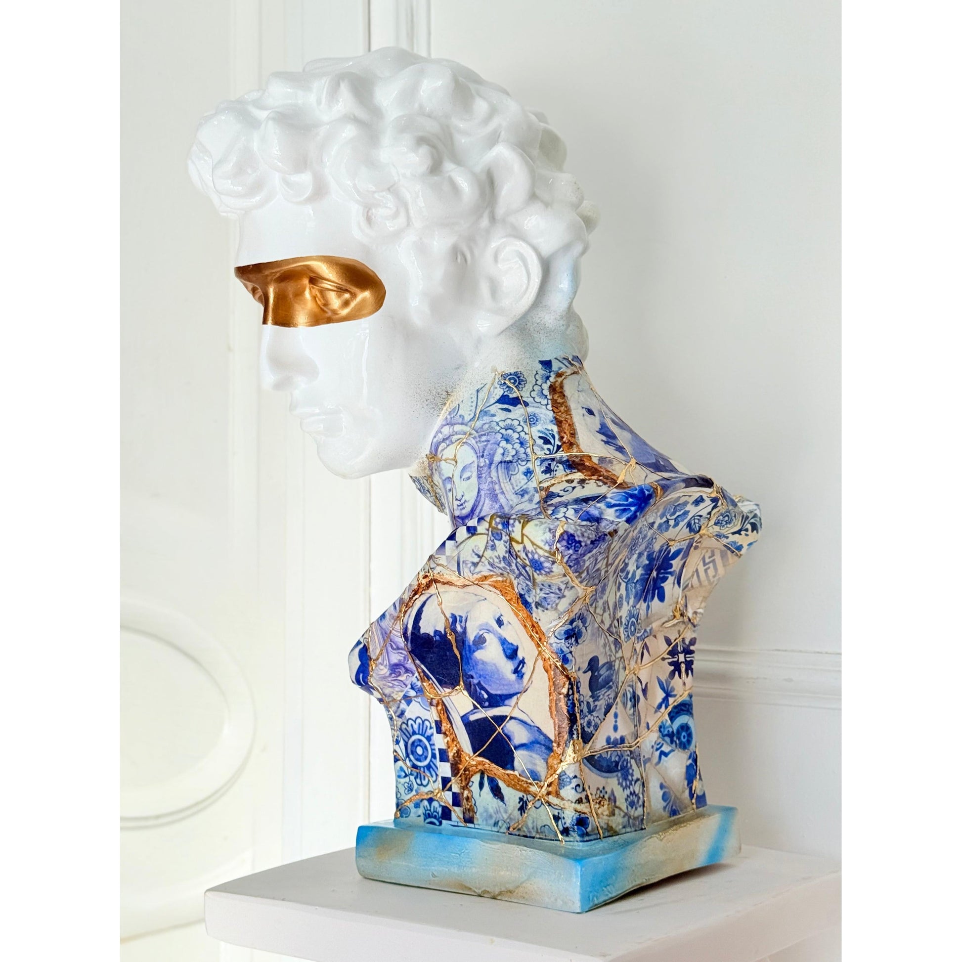 Altın Varak Göz Maskeli Kintsugi Giuliano De’ Medici Büstü