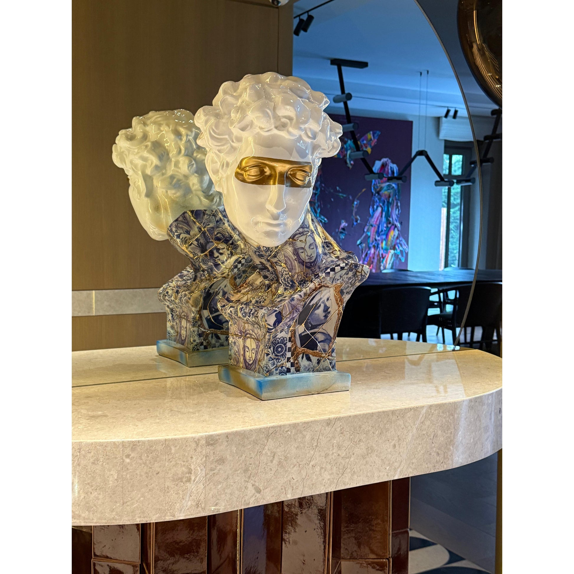 Altın Varak Göz Maskeli Kintsugi Giuliano De’ Medici Büstü