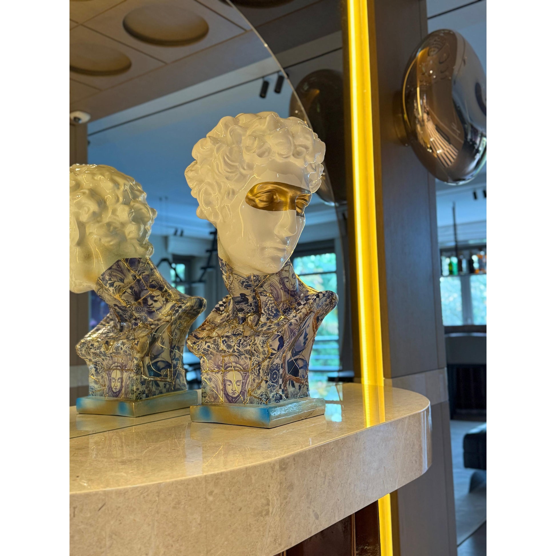 Altın Varak Göz Maskeli Kintsugi Giuliano De’ Medici Büstü