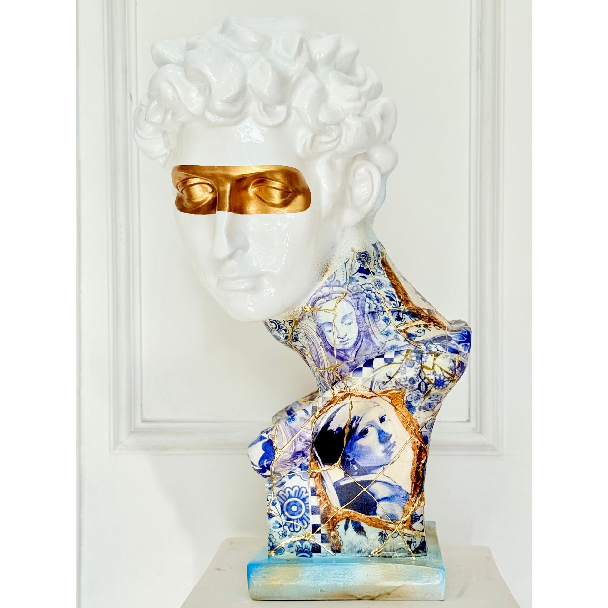 Altın Varak Göz Maskeli Kintsugi Giuliano De’ Medici Büstü