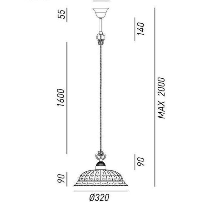 Anita Antik Pirinç Seramik Sarkıt Avize