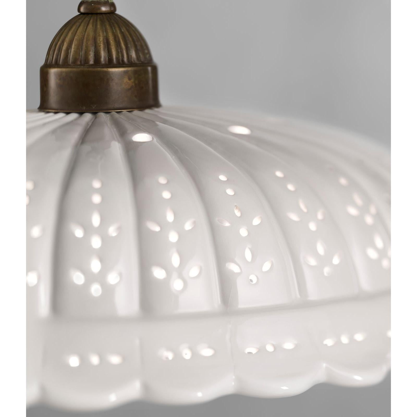 Anita Antik Pirinç Seramik Sarkıt Avize