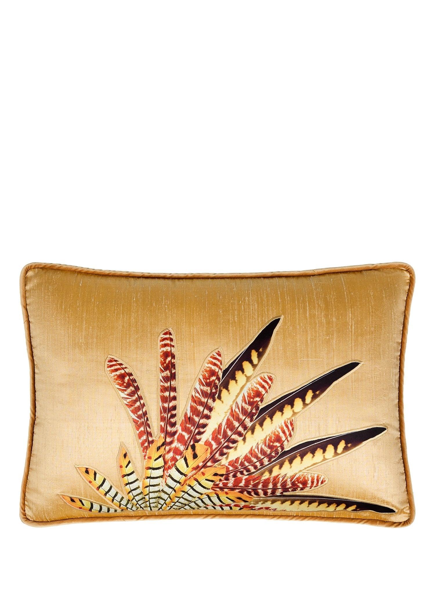 Aplike Kuş Tüyleri Detaylı İpek Şantuk Kırlent