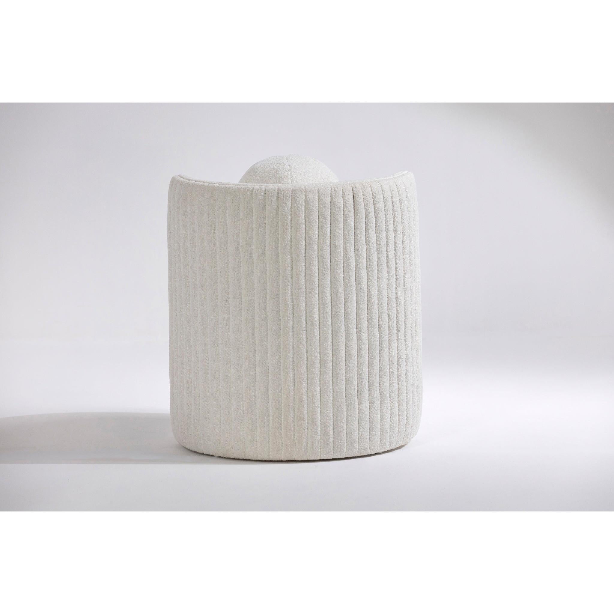 Arco Beyaz Bukle Kumaş Top Yastıklı Berjer