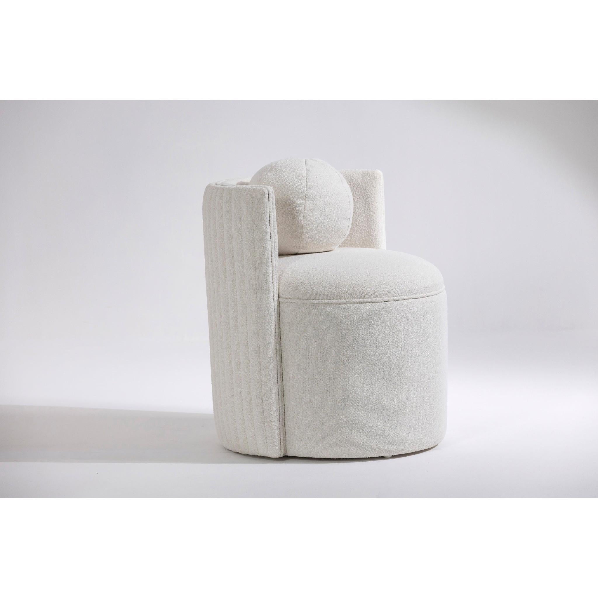 Arco Beyaz Bukle Kumaş Top Yastıklı Berjer