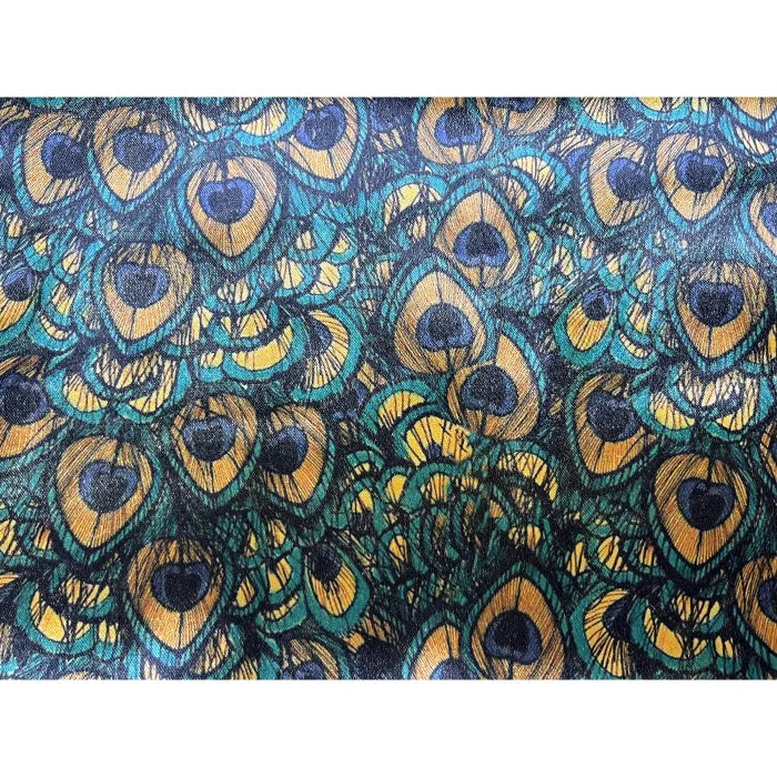 Argos Tavus Kuşu Desenli Ahşap Ayaklı Puf