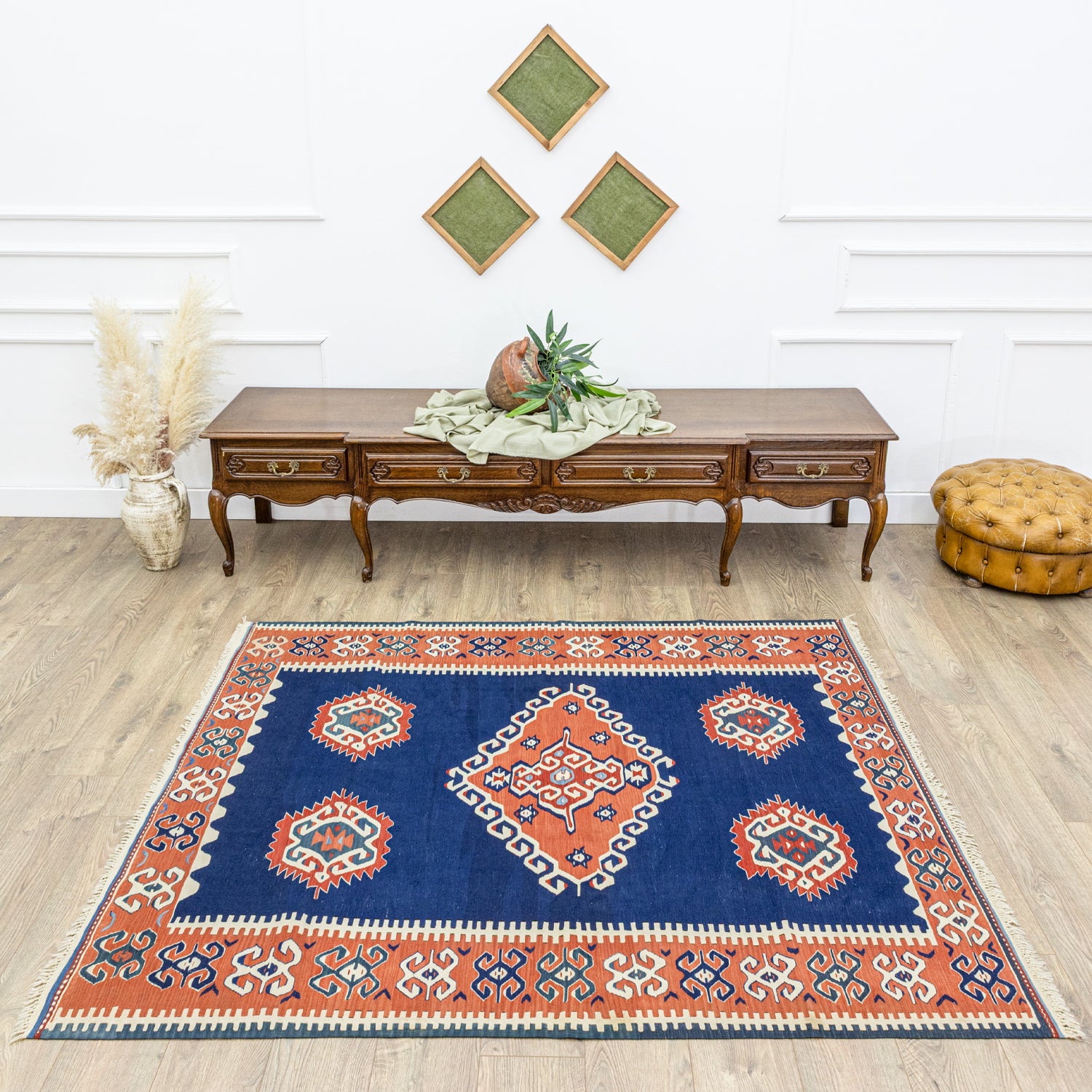 Arsen El Dokuma Mavi Yün Kilim 158X190 Cm