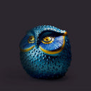 Art Tılsımlı Baykuş El Yapımı Sanatsal Dekoratif Obje - Brilliant Blue