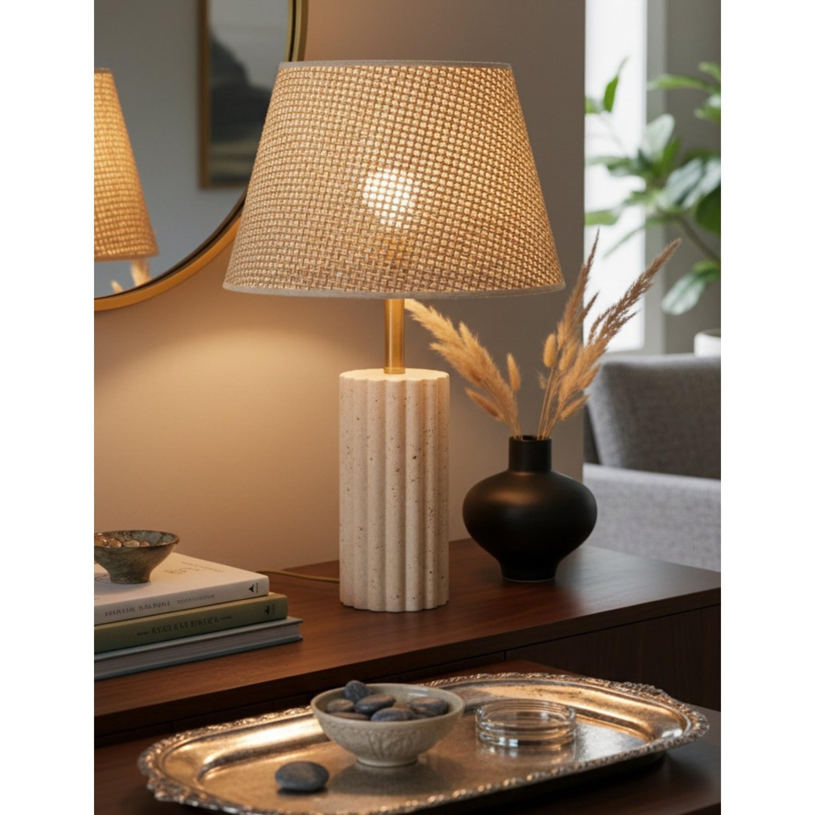 Astra Hasır Şapkalı Traverten Abajur