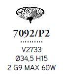 Atene 2l Plafonyer V2733 Ø34,5x15 Cm G9 2x60w