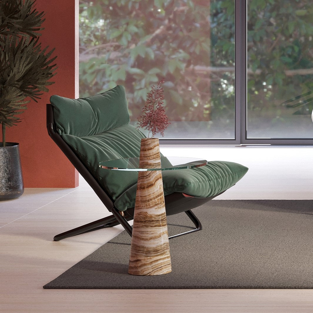 Atlas Kahverengi Onyx Yan Sehpa