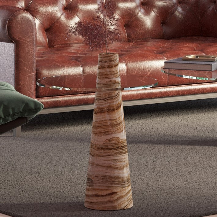 Atlas Kahverengi Onyx Yan Sehpa