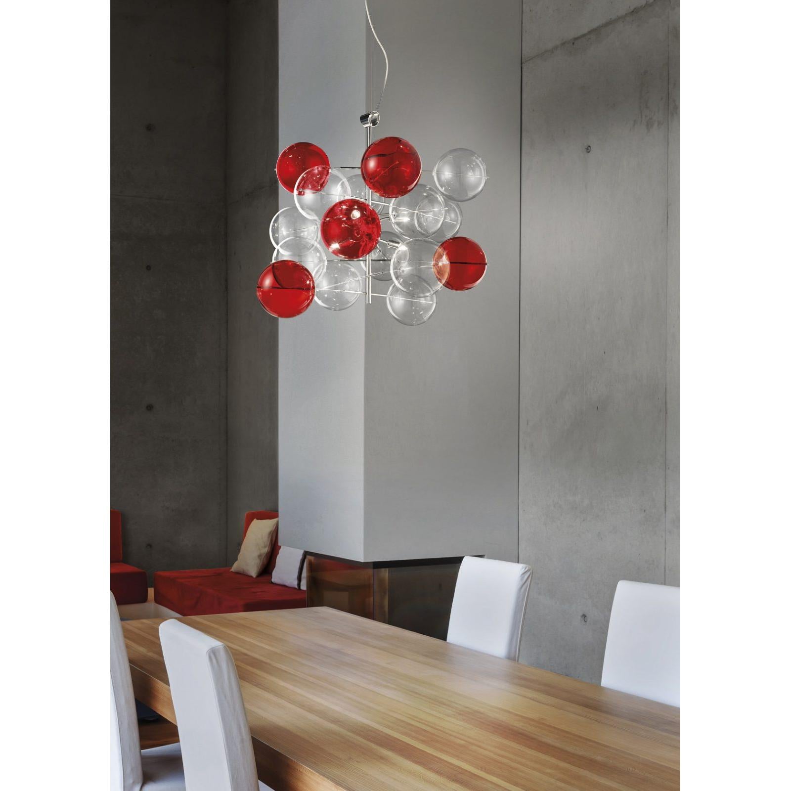 Atom Kristal Kırmızı Sarkıt Avize