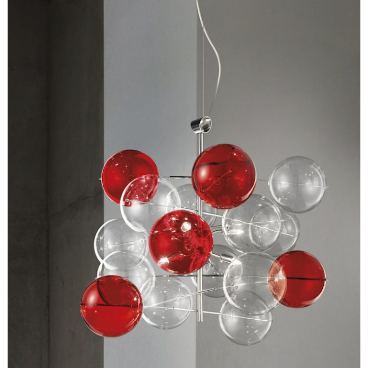 Atom Kristal Kırmızı Sarkıt Avize