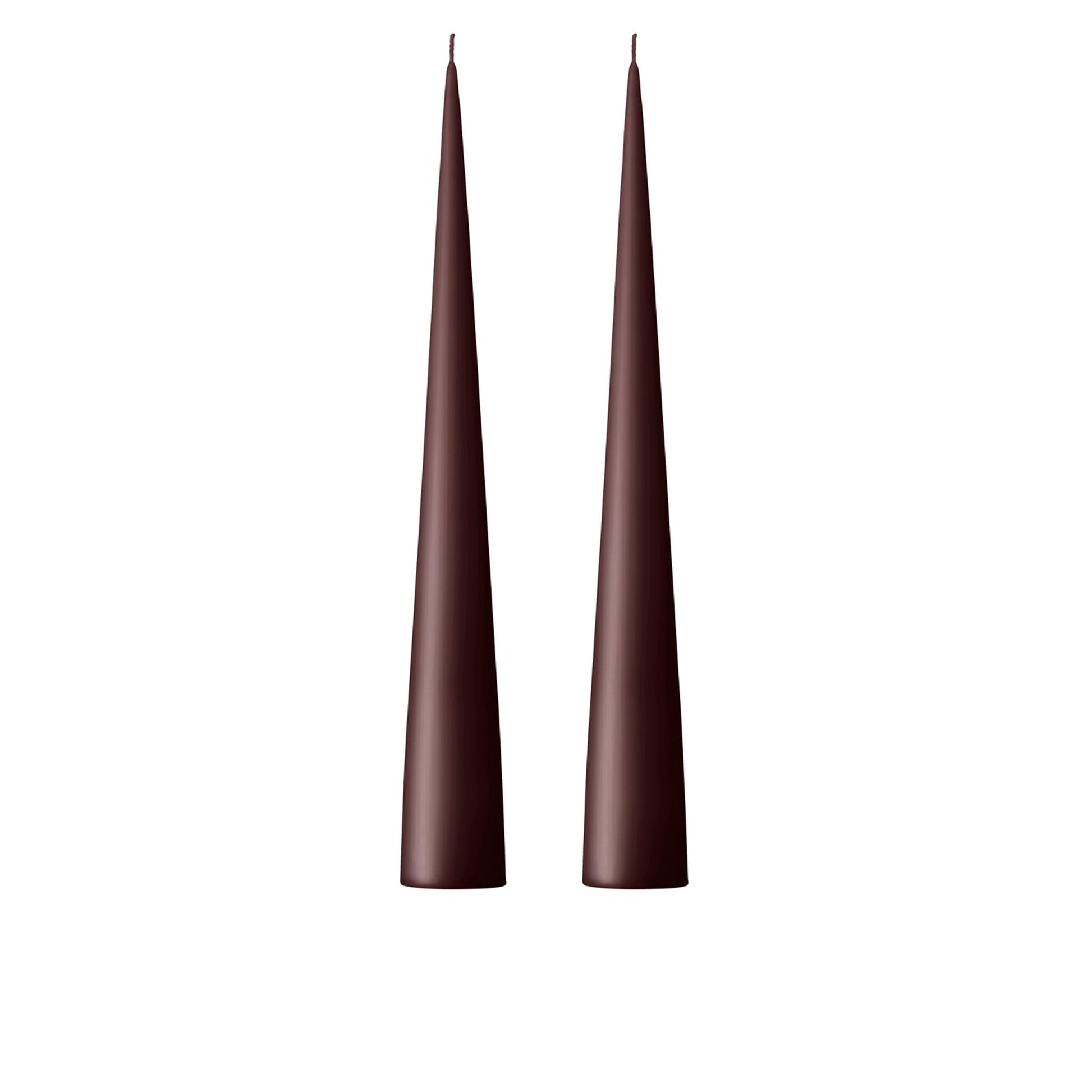 Aubergine Kokusuz 2'Li Kalın Konik Mum 37 Cm