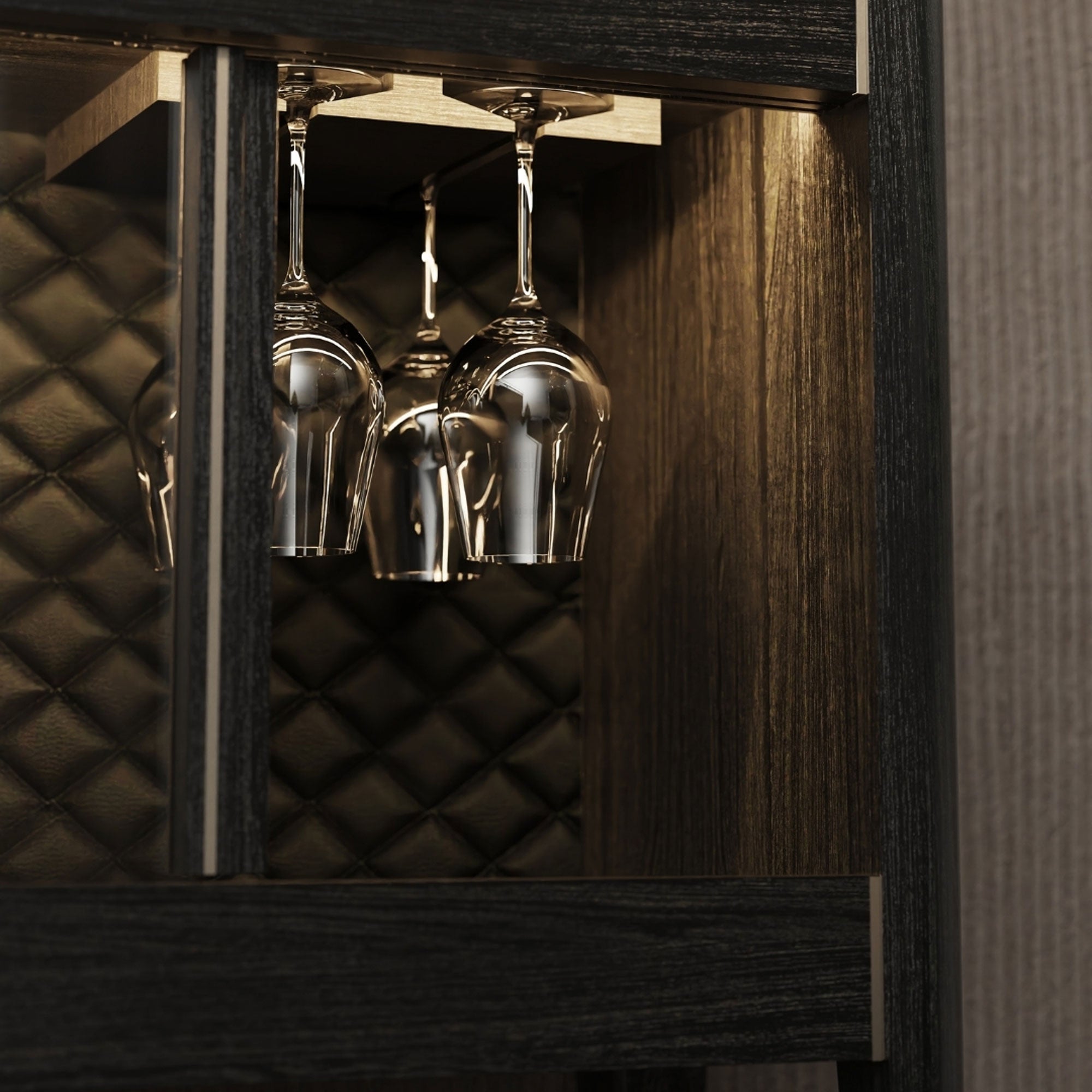 Ayna Kapaklı Ahşap İçki Dolabı - Casablanca