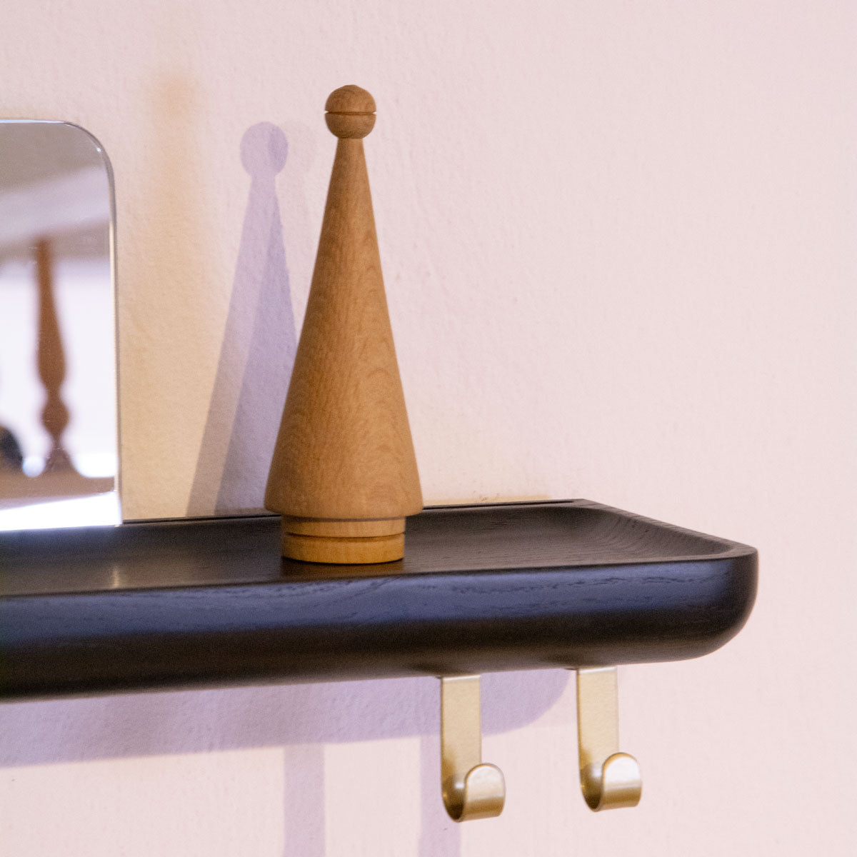 Aynalı Ahşap Uçan Raf