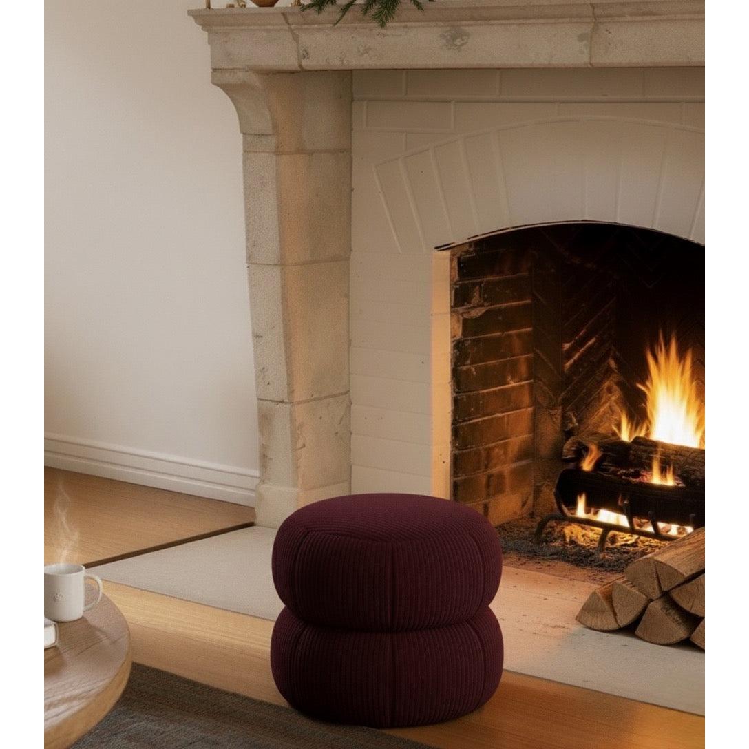 Ba'al Kadife Yuvarlak Puf/Tabure