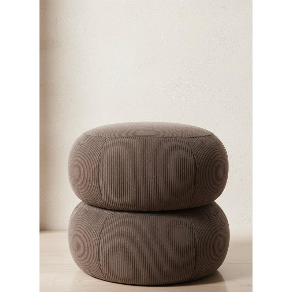 Ba'al Kadife Yuvarlak Puf/Tabure