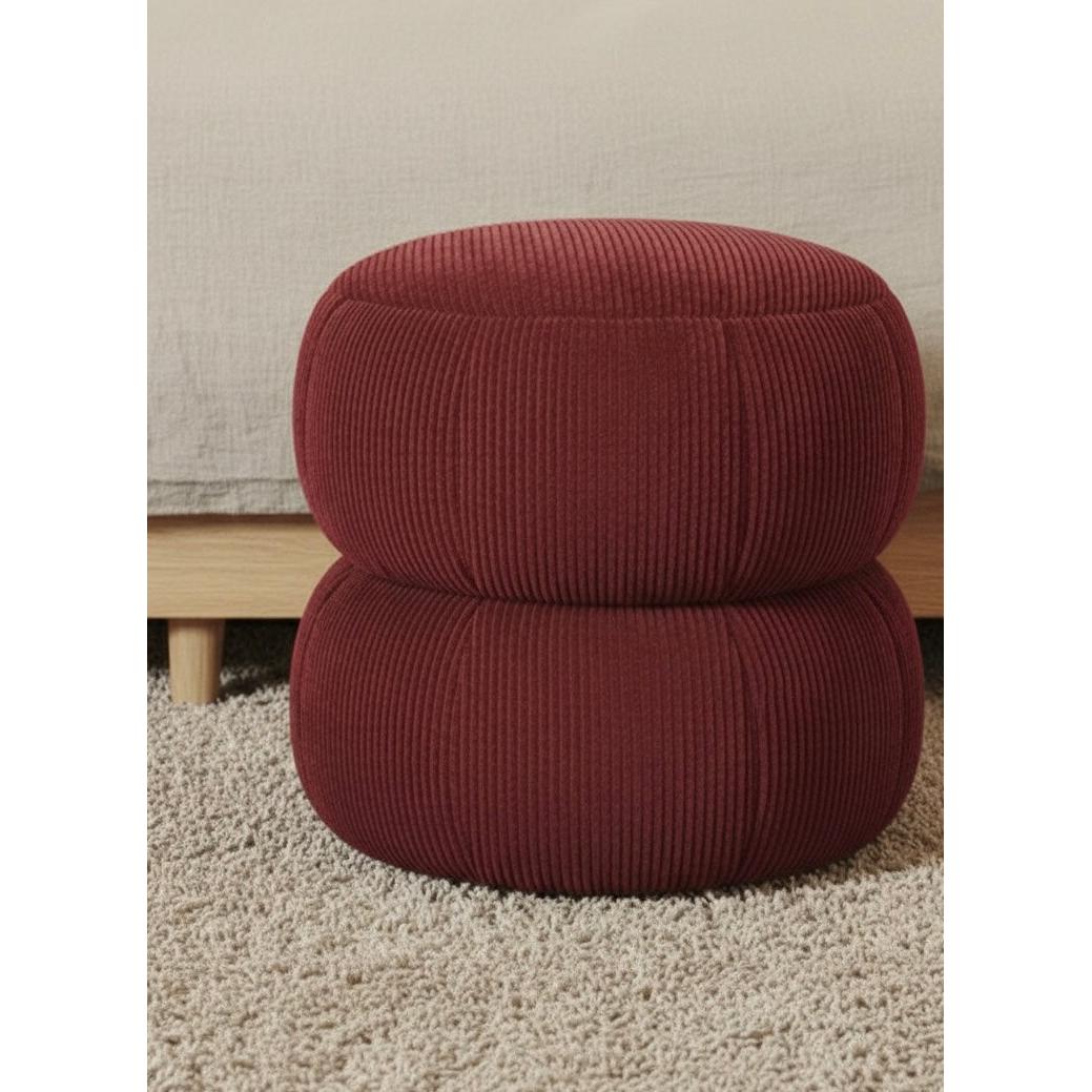 Ba'al Kadife Yuvarlak Puf/Tabure