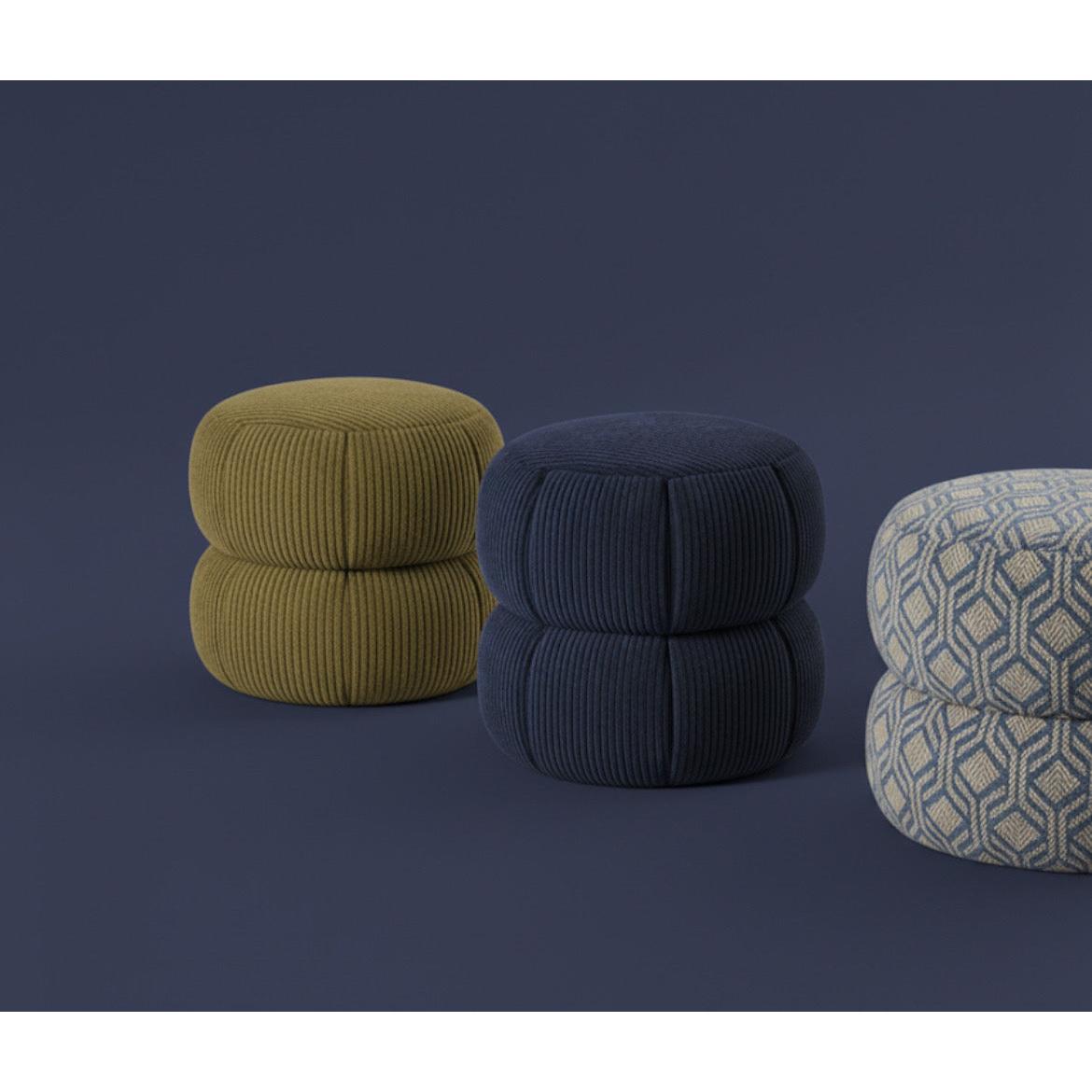 Ba'al Kadife Yuvarlak Puf/Tabure