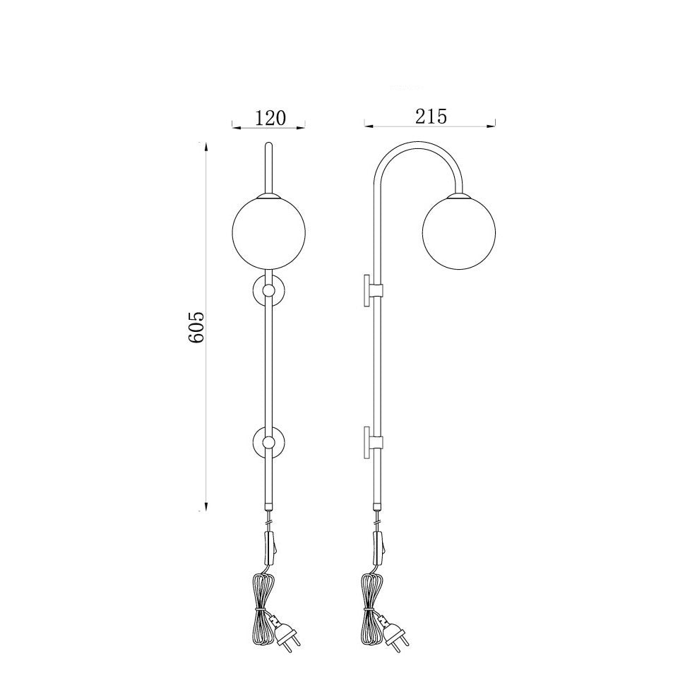 Baston Cam Fişli Aplik
