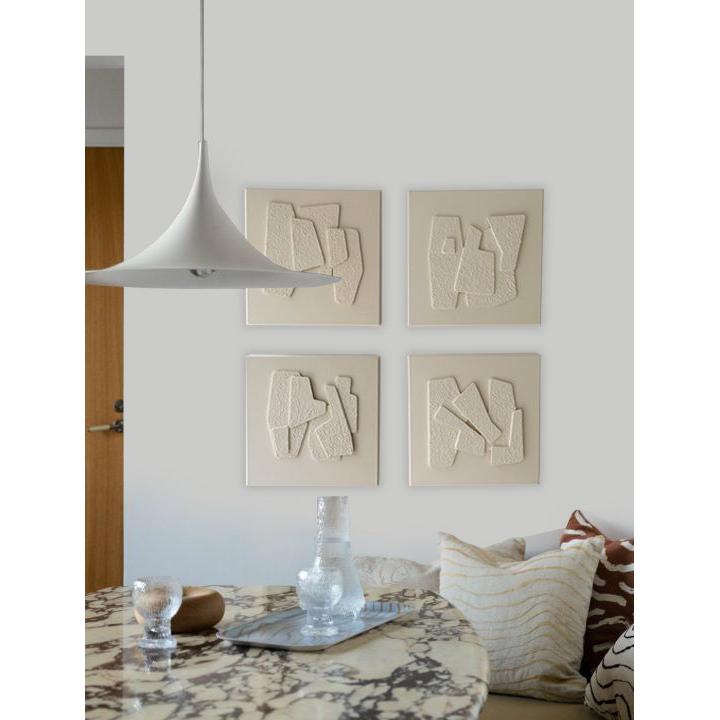 Beige Akrilik El Yapımı 4'lü Tablo 40x40 Cm