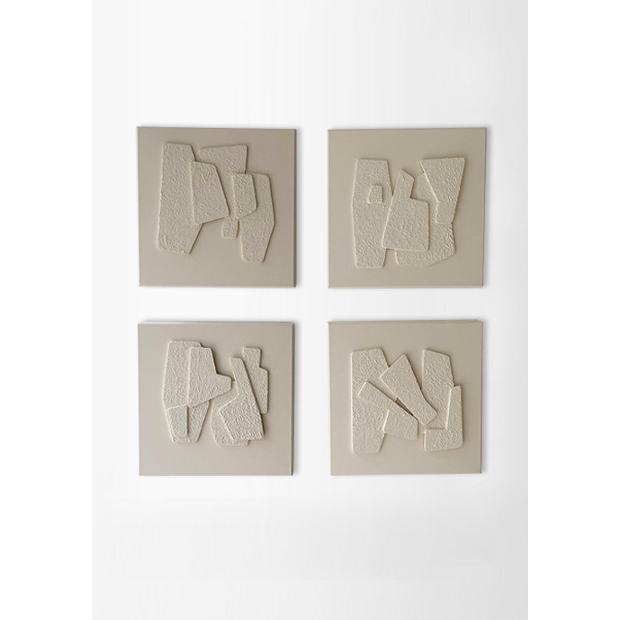 Beige Akrilik El Yapımı 4'lü Tablo 40x40 Cm