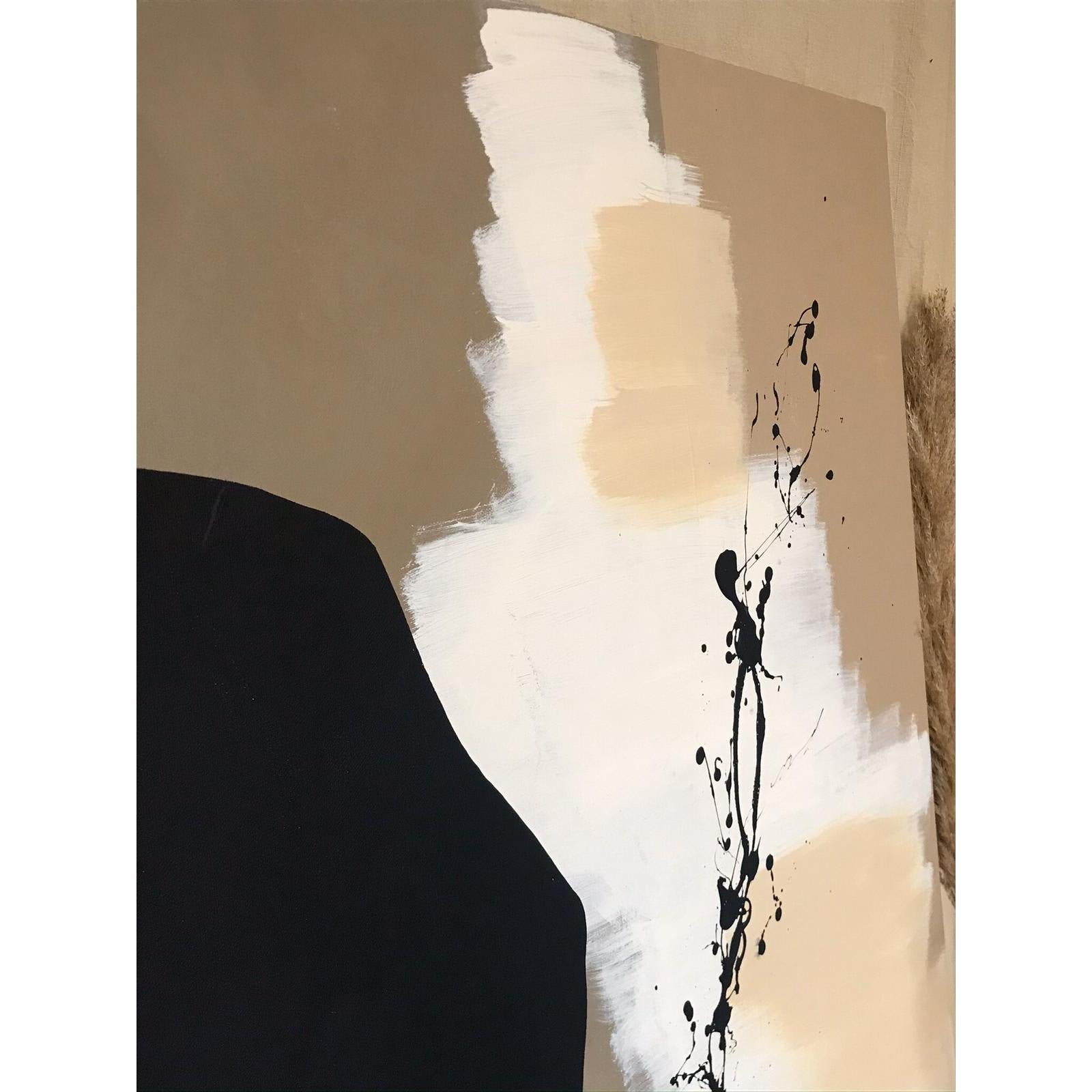 Beige And Black Akrilik El Yapımı Tablo
