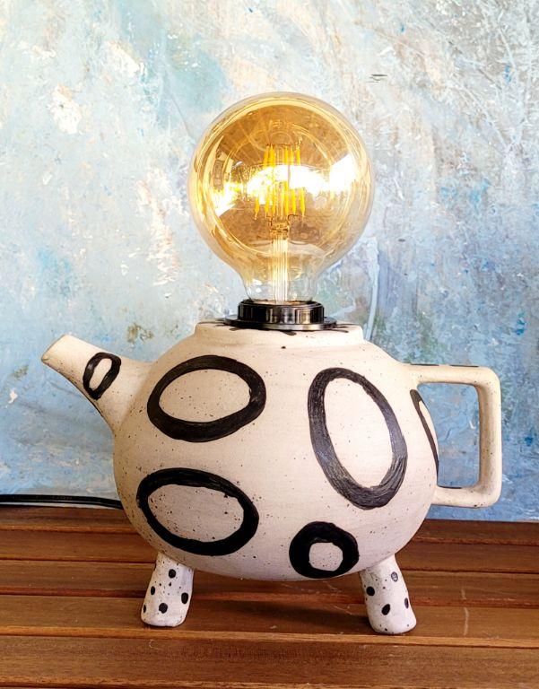 Beton Efektli Çaydanlık Formlu Abajur 2