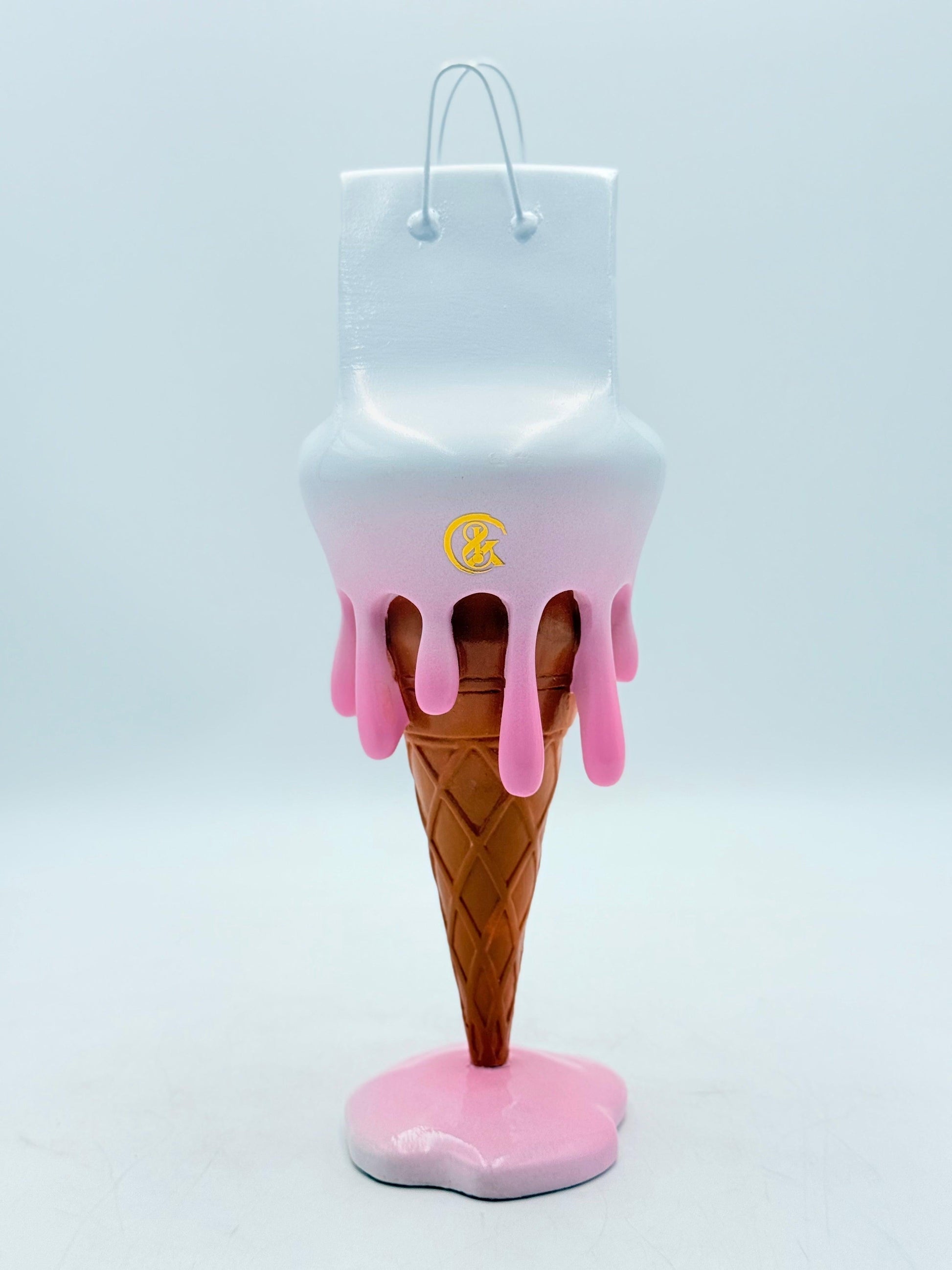 Beyaz & Pembe Ombre Dondurma Çanta Heykeli