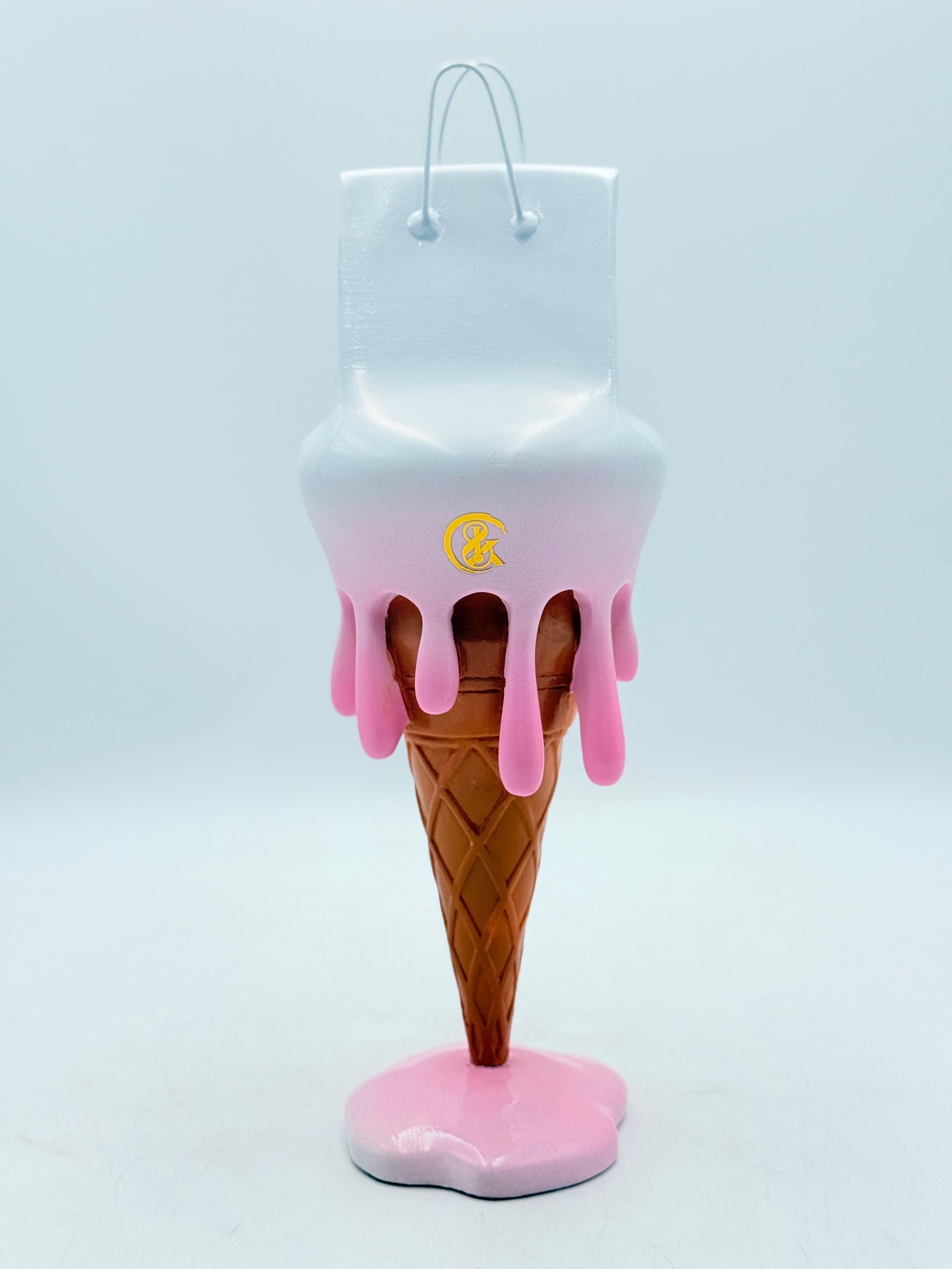 Beyaz & Pembe Ombre Dondurma Çanta Heykeli