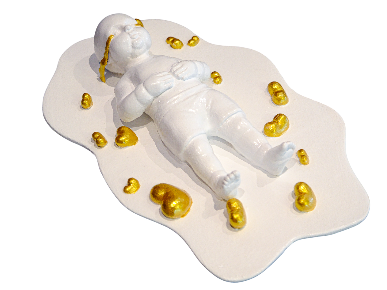 Beyaz Ve Altın Ağlayan Heykel