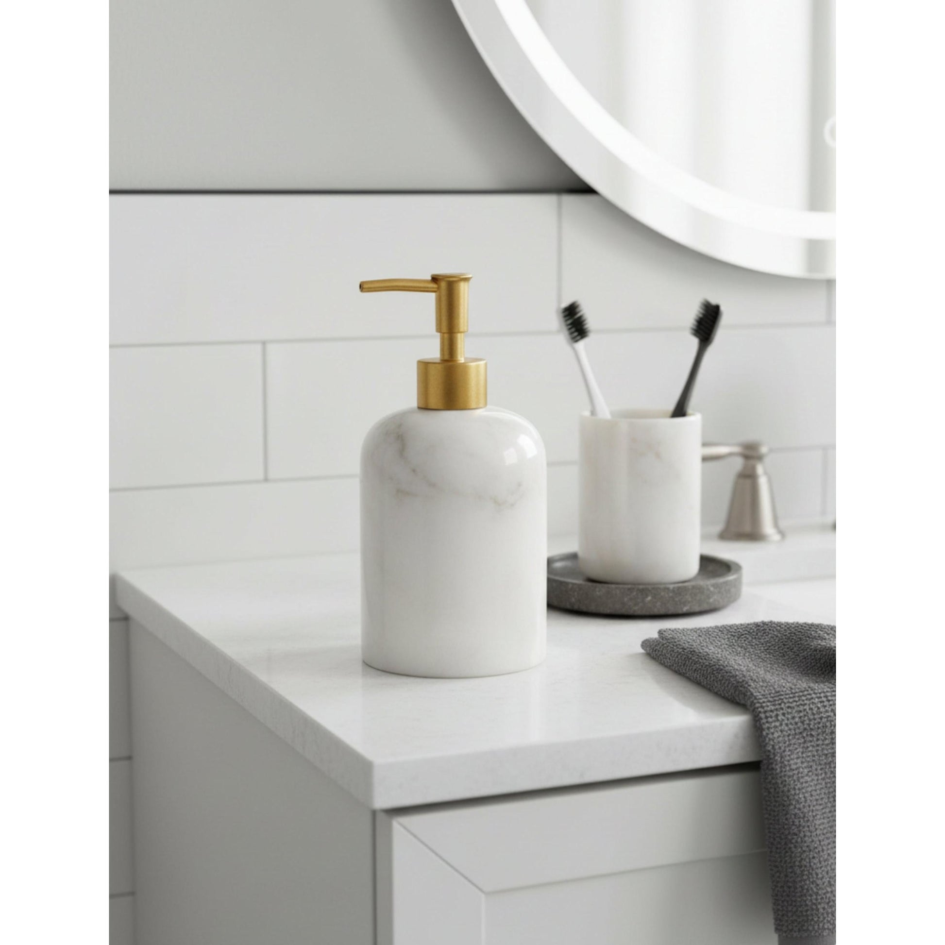 Bianco Mermer Sıvı Sabunluk - Mat Gold