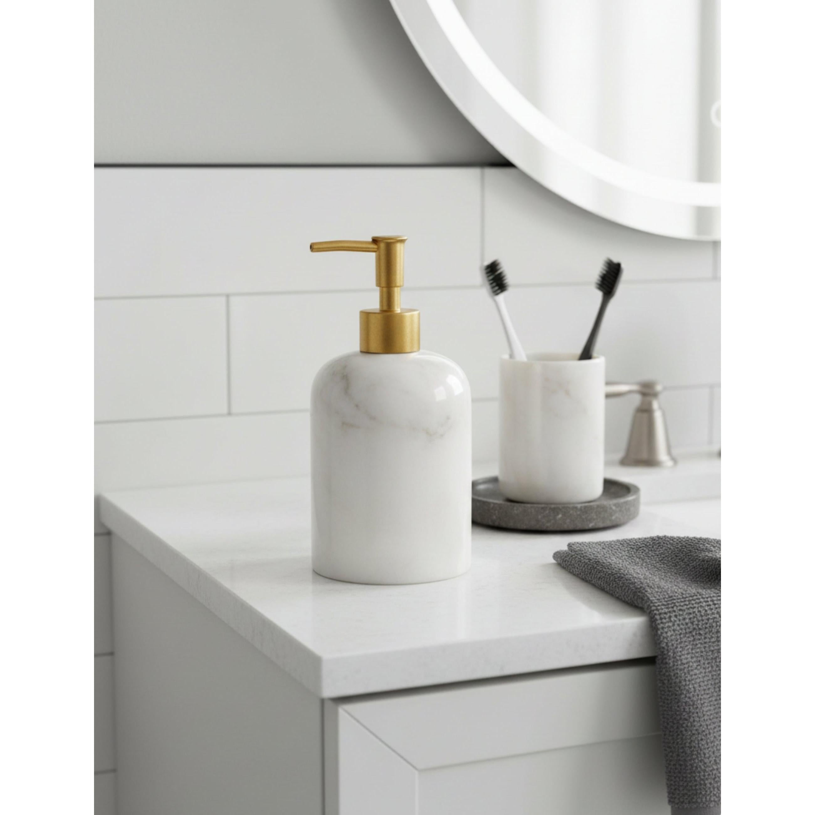 Bianco Mermer Sıvı Sabunluk - Mat Gold