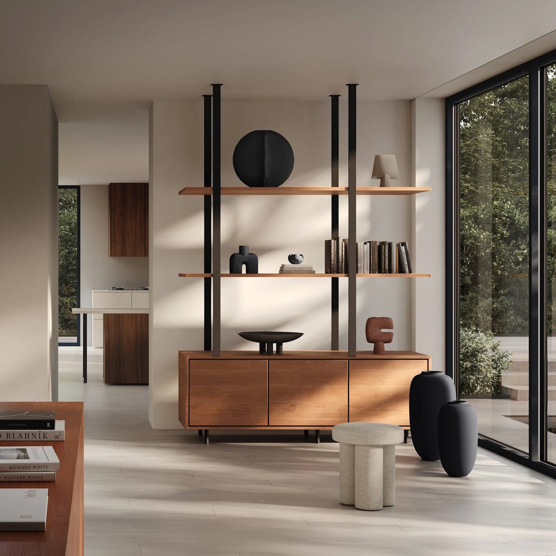 Big Foot Kum Rengi Keten Kumaş Tabure